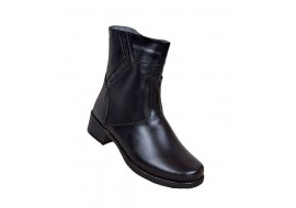Ghete dama din piele naturala cu fermoar - Model negru imblanit 709N